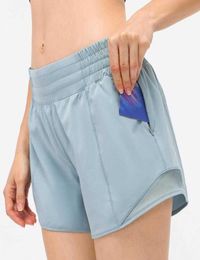 Women039s Elastic Waist Mesh ty Shorts Yoga Pants Running Fitness Casual Loose Breathable Hidden Zipper Pocket Sports Sh6172027