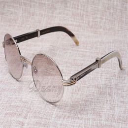 Round Sunglasses Cattle Horn Eyeglasses 7550178 Natural Mix horns Men and women sunglasses glasess Eyewear Size 55-22-135mm357S