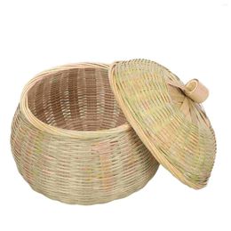 Dinnerware Sets Storage Basket With Lid Potato Onion Bin Household Egg Organizing Multi-function Bamboo Organizer Kitchen Weaving