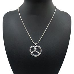 Traditional Bavarian Pretzel Necklace Pendant Antique Silver Short Rhinestone Statement Necklaces For Women Jewelry3200