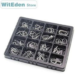 Intelligence toys 3D Metal Wire Puzzle Classic Knot 16PCS/Sets Intelligence Buckle Interlocking Brain Teaser Antistress Reliever Educational Toyszln231223