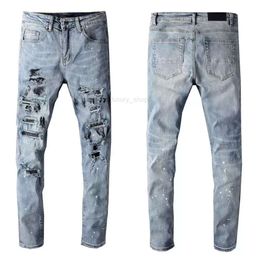 2022 mens 40 Designer offMens Jeans jeans hiphop fashion zipper hole wash jean pants retro torn fold stitching men design motorcycle riding copurple stack