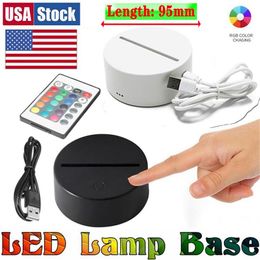 USA Stock RGB led lights 3D Touch Switch Lamp Base for Illusion 4mm Acrylic Light Panel 2A Battery or DC5V USB Powered225B