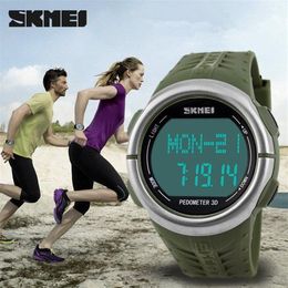 SKMEI 1058 Heart Rate Monitor watch pedometer Sport LED watches for men women 50m waterproof digital watch sports calorie counter 273P