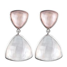 Knot DORMITH real 925 sterling silver gemstone earrings natural white and pink mother pearl drop earring for women fine jewelry