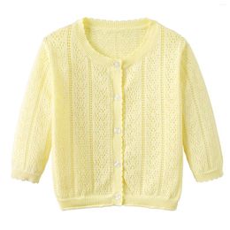 Jackets Infant Toddler Girls Cut Out Knitted Cardigan Long Sleeve Jacket With Lace Neckline Shawl Baby Jumper Autumn Dress Outfits
