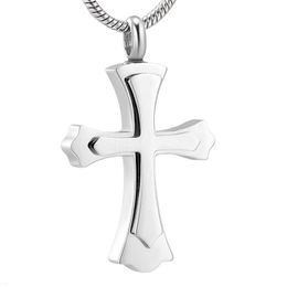 IJD12236 Stacked Cross Cremation Jewellery Necklace Urn Memorial Keepsake Pendant for Ashes with Funnel Fill Kit2412