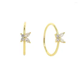 Cluster Rings 5A CZ Tiny Lovely Butterfly Small Finger Ring Gold Colour Minimal Delicate Women Girl Jewellery