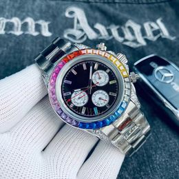 Luxury mens classic watch designer automatic mechanical 40mm Coloured diamond dial high-quality luxury watch fashionable stacked stainless steel and rubber strap