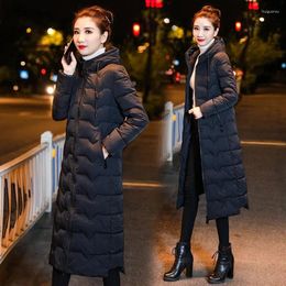 Women's Trench Coats Winter Jacket Padding Cotton Down Long Parkas Korean Slim Commuting Thickening Heeded Warm Coat Women