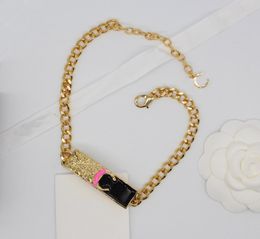 2024 Luxury quality charm choker pendant necklace with black and pink color in 18k gold plated have stamp box PS3665A