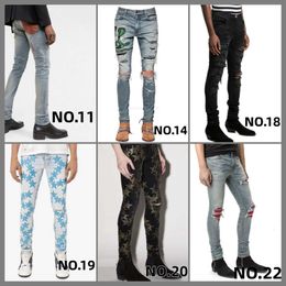 jeans Jeans Am 40 designer offMens mens skinny desig 22 Colours pants Long hippop Sticker Embroidery Slim Denim Straight streetwear Skinny whopurple Designer stack