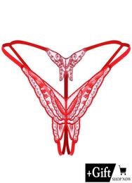 Women039s Panties Sexy Erotic Women Lace Butterfly Sequins GString Briefs Crotchless Female Thong For Sex Transparent Underwea6032126