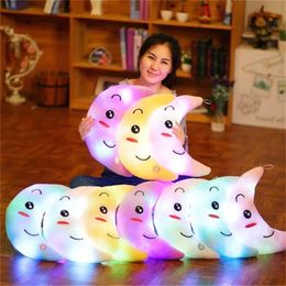 35cm Colorful Moon Shape Plush Toys Luminous Glowing LED Light Pillow Soft Stuffed Lovely Kids Toy Birthday Gift 231222