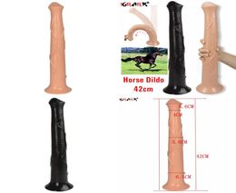 Sex products dildos 42Cm Realistic Long Animal Horse Dildo For Women Lesbian Anal Large Huge Suction Belt On Penis Adult Erotic To3270984
