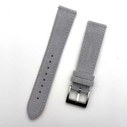 Watch Bands 20mm Merkur new Grey suede belt waterproof skin friendly retro quick release with accessories Q240430