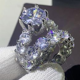 2020 New Arrival Unique Vintage Jewellery 925 Sterling Silver Couple Rings Round Cut White Topaz CZ Diamond Women Wedding Bridal Rin270G