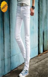 2017 Fashion White Color Skinny Jeans Men Hip Hop Pencil Pants Teenagers Boys Casual Slim Fit Cuffed Bottoms 27346169202