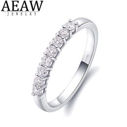 AEAW 14k White Gold 0 25ctw 2mm DF Round Cut Engagement&Wedding Topaz Moissanite Lab Grown Diamond Band Ring for Women2000