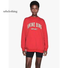 mens designer hoodie 21 Autumn/winter New Niche AB Letter Hand Embroidered Loose Red Cotton Fleece Women's Hoodie