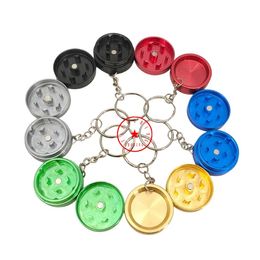 Latest Colourful Mini Aluminium Smoking 31MM Herb Tobacco Grind Spice Miller Grinder Key Chain Crusher Grinding Chopped Hand Muller Handpipes Cigarette Holder