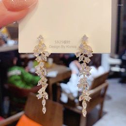 Stud Earrings JUWANG Advanced Zircon Long Tassel Fashion Ears Of Wheat Women's Light Luxury 2023 Temperament Party Accessories