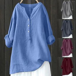 Women's Blouses Plus Size 5XL Casual Loose Cotton Linen Blouse Shirt Women Long Sleeved Oversize Vintage Blusas Spring Summer 2024