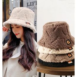 Berets Winter Warm Fisherman's Hat Leather Label Panamanian Women's Outdoor Recreational Basin