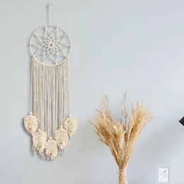 Tapestries Dream Catcher Wall Hanging Tapestry Gift Woven Decor Leaves Wood Beads Tassels For Office Bedroom Living Room