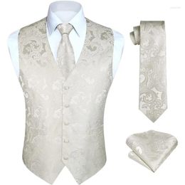 Men's Vests Mens Vest Tie Set 3PC Formal Waistcoat Paisley Floral Jacquard Necktie Pocket Square Suit Wedding Party