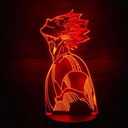 Haikyuu Bokuto Anime 3D Table Lamp Acrylic 7 Colour Change Led Night Light Home Decor Kids Christmas Gift239j