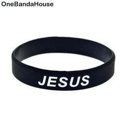 1PC Jesus Cross Fair and Love Silicone Rubber Wristband Black Religious Faith Gift no Gender Jewelry313T