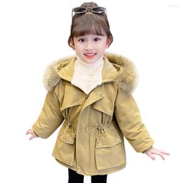 Down Coat MODX Fleece Parka Children's Fur Hooded Pockets Pudder Warm Plush Thick Kids Cotton Quilted Jacket Snow Suit For Winter