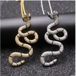 Luxury Design Jewellery Necklace Iced Out Snake Pendant Necklace Gold Silver Plated Mens Bling Chain WY195284G