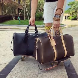 55CM Leather Designer Men's Travel Bag High Quality duffel Bag Sports Outdoor Bag Shoulder Travel bag Messenger Bag Tote bag Unisex handbags