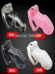 Male Chastity Belt Plastic New Mens Cock Cage Clear Chastity Device Stealth Locks with 4 Locking Penis Rings BDSM Fetish Sex Toys2950035