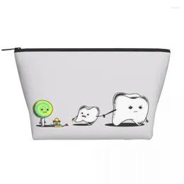 Cosmetic Bags Dental Teeth Humor Trapezoidal Portable Makeup Daily Storage Bag Case For Travel Toiletry Jewelry