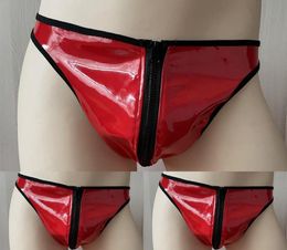 Underpants Sissy Panties Mens Red Faux Leather Sexy Low Rise Underwear Bugle Pouch Thong G String T Back Brief Gay PantiesUnderpan2712889