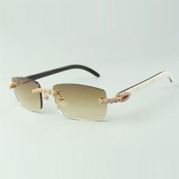 2022 Bouquet Diamond Sunglasses 3524012 with Natural mixed buffalo Horn glasses Lens 3 0 Thickness2318