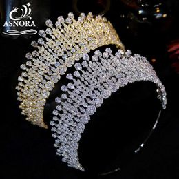 Wedding Hair Jewelry Shiny CZ Headdress ASNORA Bride Crowns Wedding Hair Accessories 16-Year-Old Adult Gift Princess Crown Party Tiaras A01045 Q231223