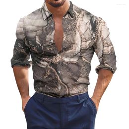 Men's Casual Shirts Men Shirt Long Sleeve Muscle Party T Dress Up Polyester Printed Regular 1pc Button Down Collared