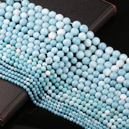 Bracelets Wholesale Natural Larimar Gem Stones Round Loose Beads Ocean Sea Stone Beads for Women Jewelry Making Diy Bracelet Necklace 14''