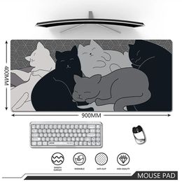 Rests Black and White Cat Mouse Pad Deskmat Office Latop Mat Xxl Mousepad Big Mouse Mat Computer Rubber Kawaii Keyboard Mat 900x400mm