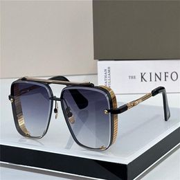 men sunglasses design pop TOP limited edition SIX men K gold retro square frame crystal cutting lens with grid detachable goggles237l