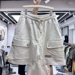 Men's Shorts 23SS Streetwear Vintage Solid Pocket Drawstring Elastic Waist Men Women Quality Breeches Hip Hop