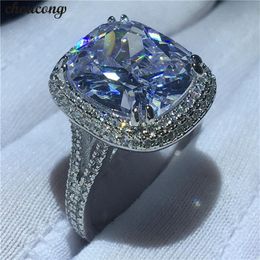 choucong Big Luxury Ring 925 sterling Silver Cushion cut 8ct Diamond cz Engagement Wedding Band Rings For Women Jewelry294Q