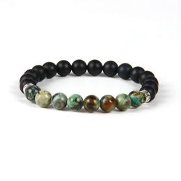 New Designs Summer Bracelet Whole 10pcs lot 8mm Matte Agate Stone with African Turquoise Beads Bracelets213W