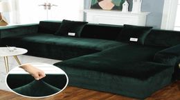 Plush Sofa Cover Velvet Elastic Leather Corner Sectional For Living Room Couch s Set Armchair L Shape Seat Slipcovers 2106079625530