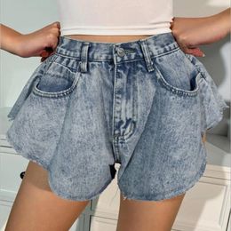 Women's Jeans Business Attire For Women Waist Solid Fashion Sexy Shorts High Leg Button Loose Cotton Long Pants