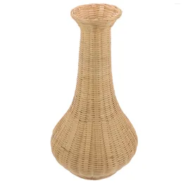Vases Bamboo Vase Flower Arrangement Rustic Woven Container Basket Dried Flowers Stable Base